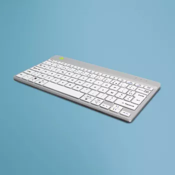 R-Go Tools Ergonoomiline klaviatuur R-Go Compact Break, kompaktne klaviatuur pausitarkvaraga, AZERTY (FR), Bluetooth, valge