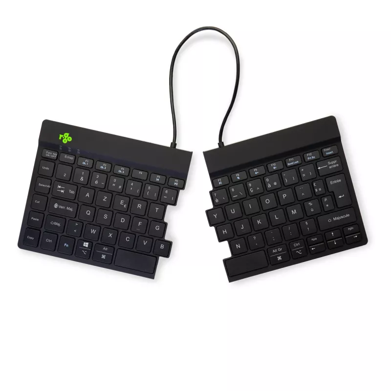 R-Go Tools Ergonoomiline klaviatuur R-Go Split Break koos pausitarkvaraga, ergonoomiline poolitatud klaviatuur, AZERTY (FR), Bluetooth, must
