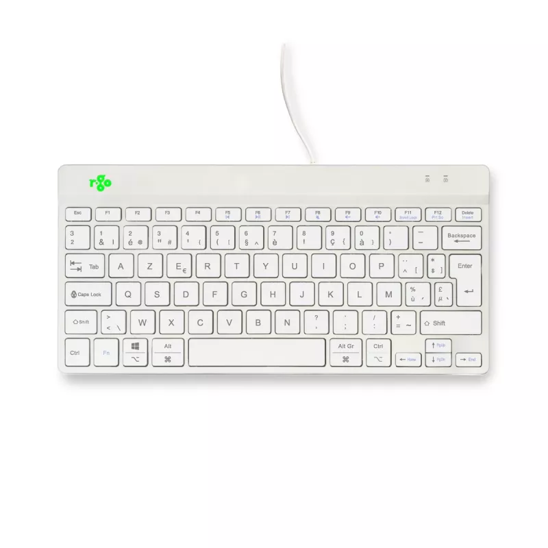 R-Go Tools Ergonoomiline klaviatuur R-Go Compact Break, kompaktne klaviatuur koos pausitarkvaraga, AZERTY (BE), juhtmega, valge