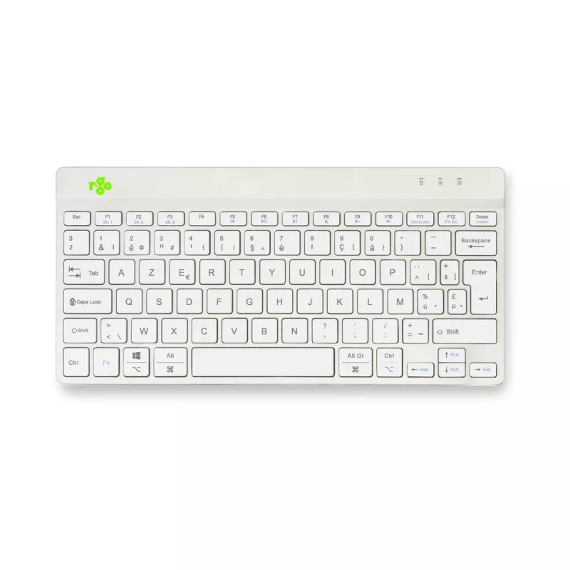R-Go Tools Ergonoomiline klaviatuur R-Go Compact Break, kompaktne klaviatuur pausitarkvaraga, AZERTY (BE), Bluetooth, valge