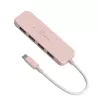 USB-C–4 pordiga USB-A Gen 2 jaotur j5create — 10 Gbps, USB 3.2, roosa, taaskasutatud ABS-plast, 100×27×19 mm