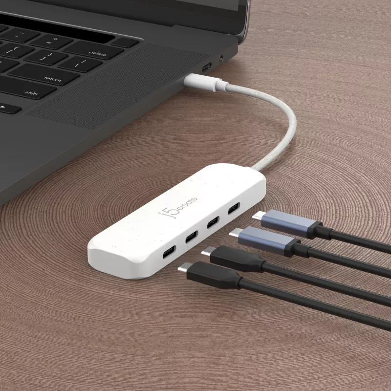 j5create keskkonnasõbralik USB-C 4-pordilise USB-C Gen 2 jaotur