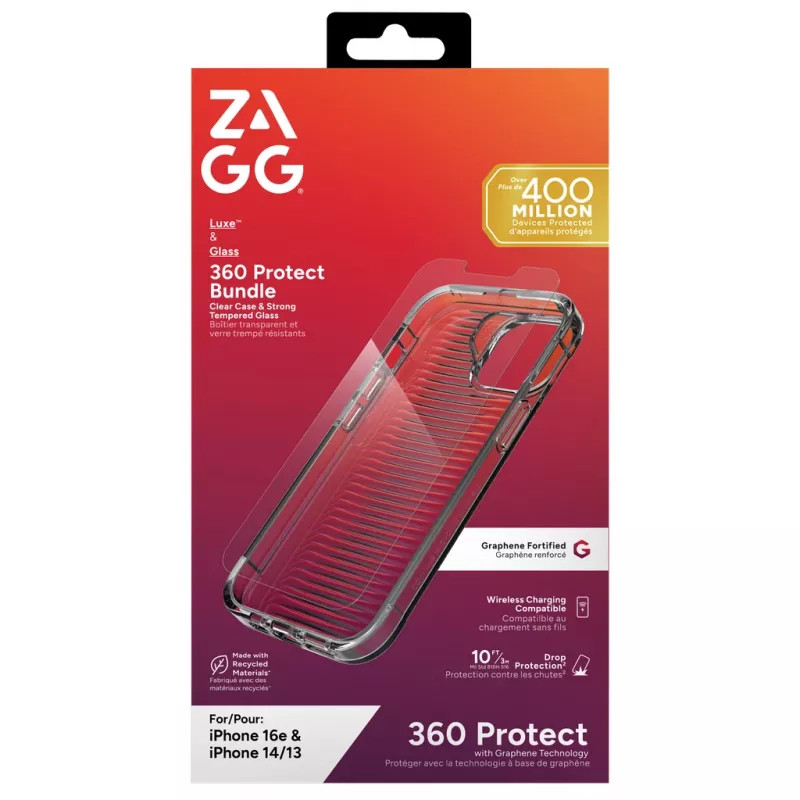 ZAGG Luxe + Glass 360 Bundle iPhone 17e/16e/14/13 Clear, kate, Apple, iPhone 17e/16e/14/13, 15.5 cm (6.1 inch), läbipaistev