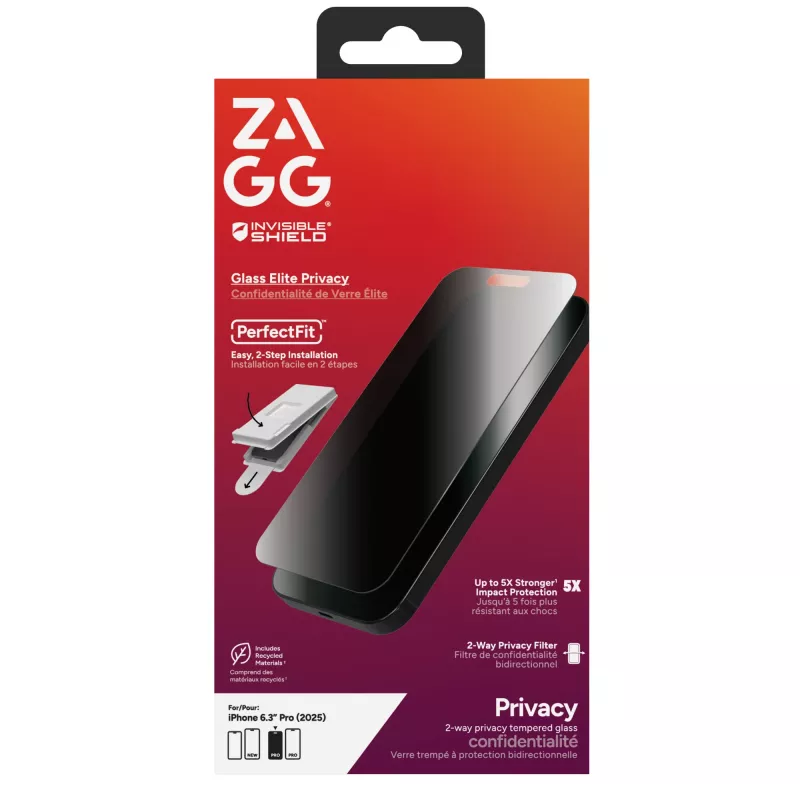 InvisibleShield Glass Elite privaatsuse ekraanikaitse Apple iPhone 17 Pro jaoks