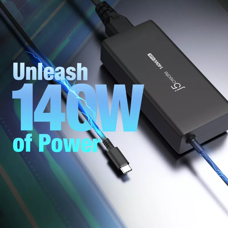USB-C GaN laadija j5create JUP17140 140W PD3.1, siseruumides, must, 59×127×30,5 mm