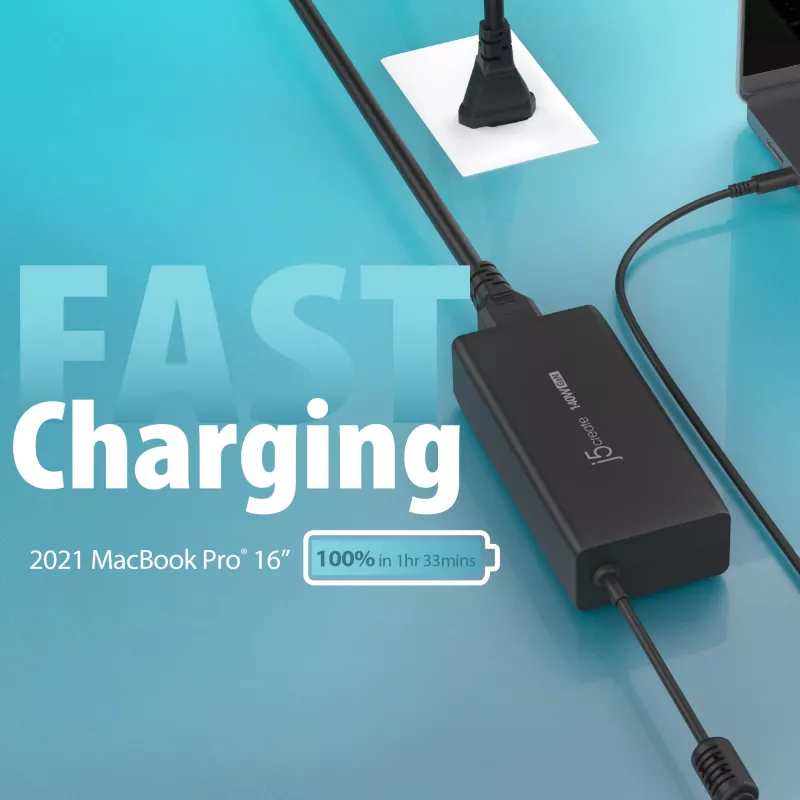 USB-C GaN laadija j5create JUP17140 140W PD3.1, siseruumides, must, 59×127×30,5 mm