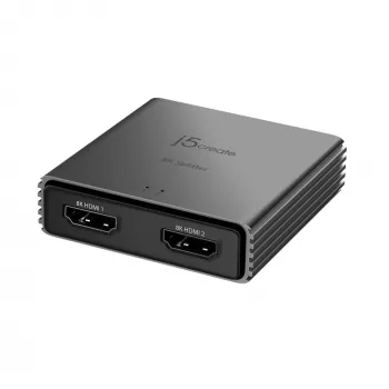 j5create JDSH812 8K HDMI™ 2.1 2-suunaline jaotur, HDMI, 2x HDMI, 7680 x 4320 pikslit, Hall, Alumiinium, 8K Ultra HD