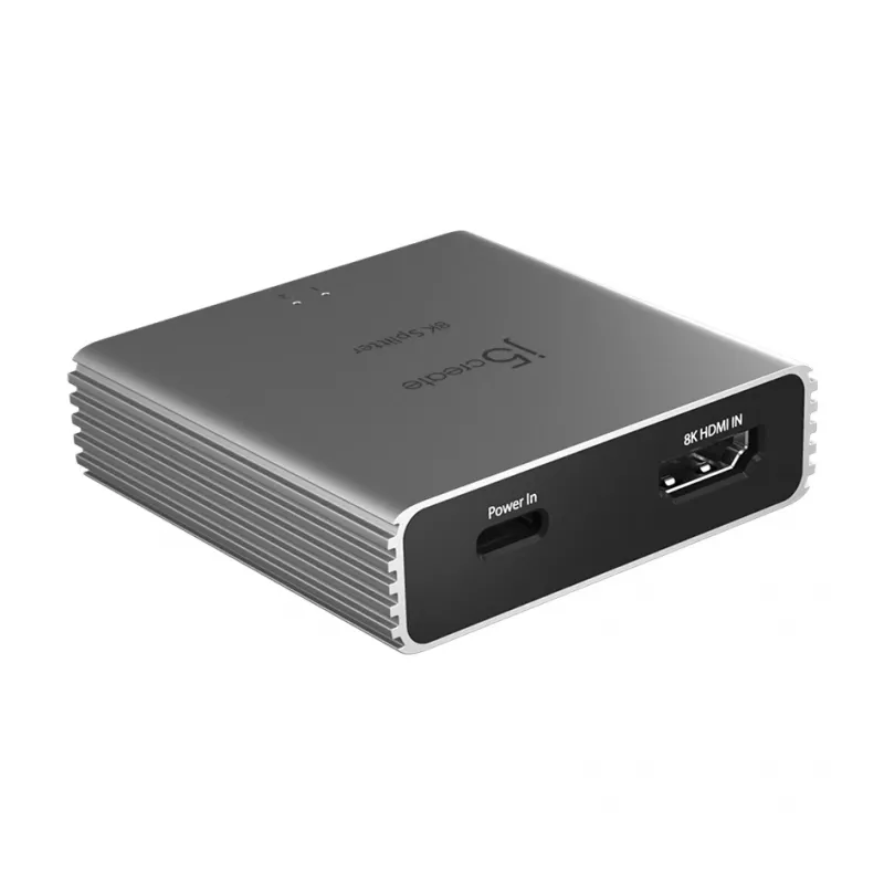 j5create JDSH812 8K HDMI™ 2.1 2-suunaline jaotur, HDMI, 2x HDMI, 7680 x 4320 pikslit, Hall, Alumiinium, 8K Ultra HD