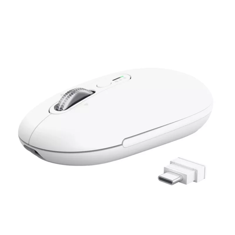 Juhtmeta kontorihiir TRUST Seron õhuke Multi – mõlemakäeline, RF + Bluetooth, optiline 3200 DPI, 7 nuppu, valge