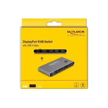KVM-lüliti DeLOCK DisplayPort 8K 30 Hz USB 5 Gbps-ga