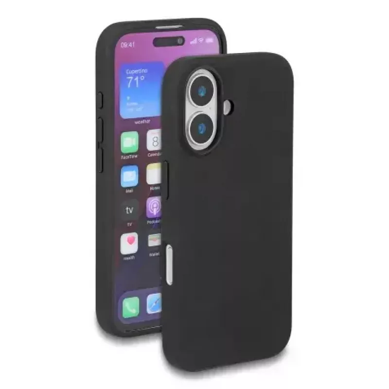 DELOCK iPhone 17 kaitsev silikoonist pehme puutega ümbris, must, sobib 6,3-tollise (16 cm) ekraaniga