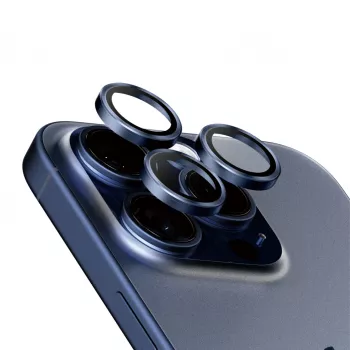 PanzerGlass Hoops kaamera objektiivi kaitse iPhone 15 Pro 15 Pro Max sinine titaan kriimustus- ja löögikindel