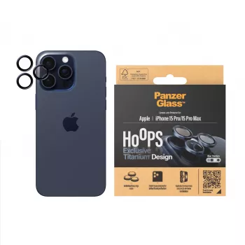 PanzerGlass Hoops kaamera objektiivi kaitse iPhone 15 Pro 15 Pro Max sinine titaan kriimustus- ja löögikindel