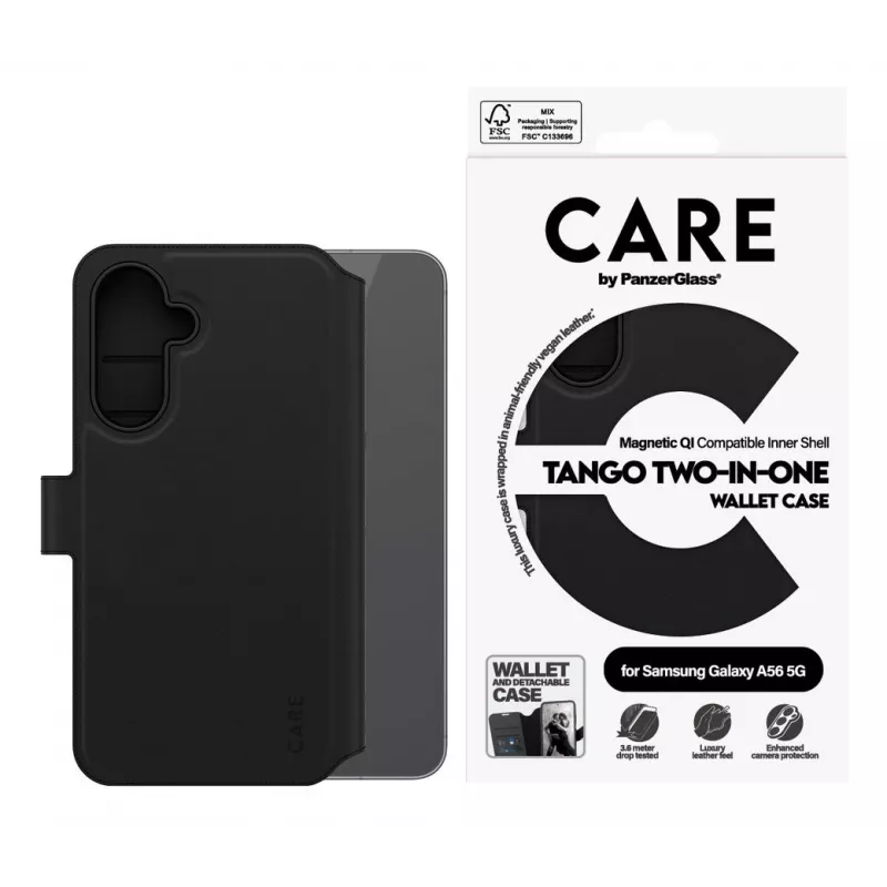PanzerGlass Tango Two-in-One mobiiltelefoni ümbris 17 cm (6,7 tolli) Rahatasku Must