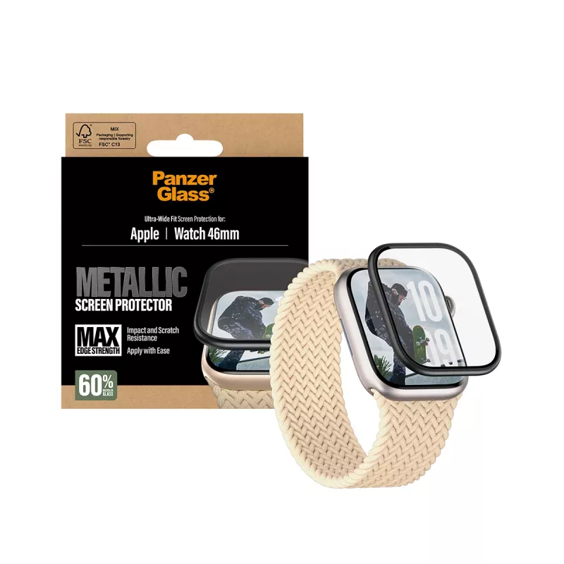 PanzerGlass ekraanikaitse musta metallraamiga Apple Watchile, mudel PG56329