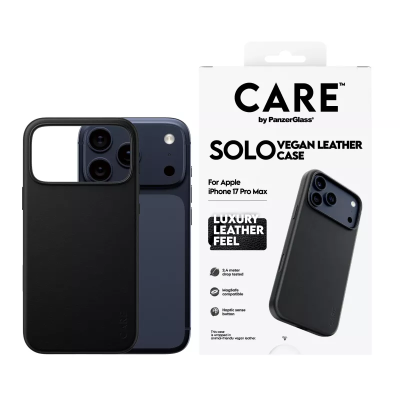 Kaitseümbris PanzerGlass CARE Solo iPhone 17 Pro Maxile, must