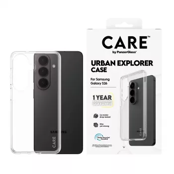 Kaitseümbris PanzerGlass CARE™ Urban Explorer läbipaistev Samsung Galaxy S26 jaoks