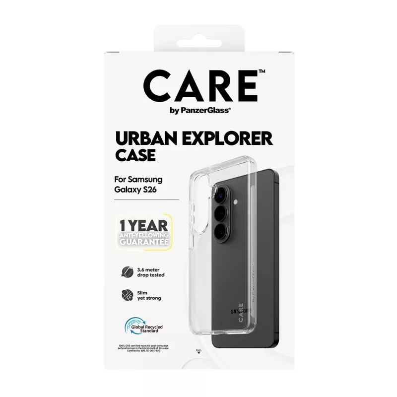 Kaitseümbris PanzerGlass CARE™ Urban Explorer läbipaistev Samsung Galaxy S26 jaoks