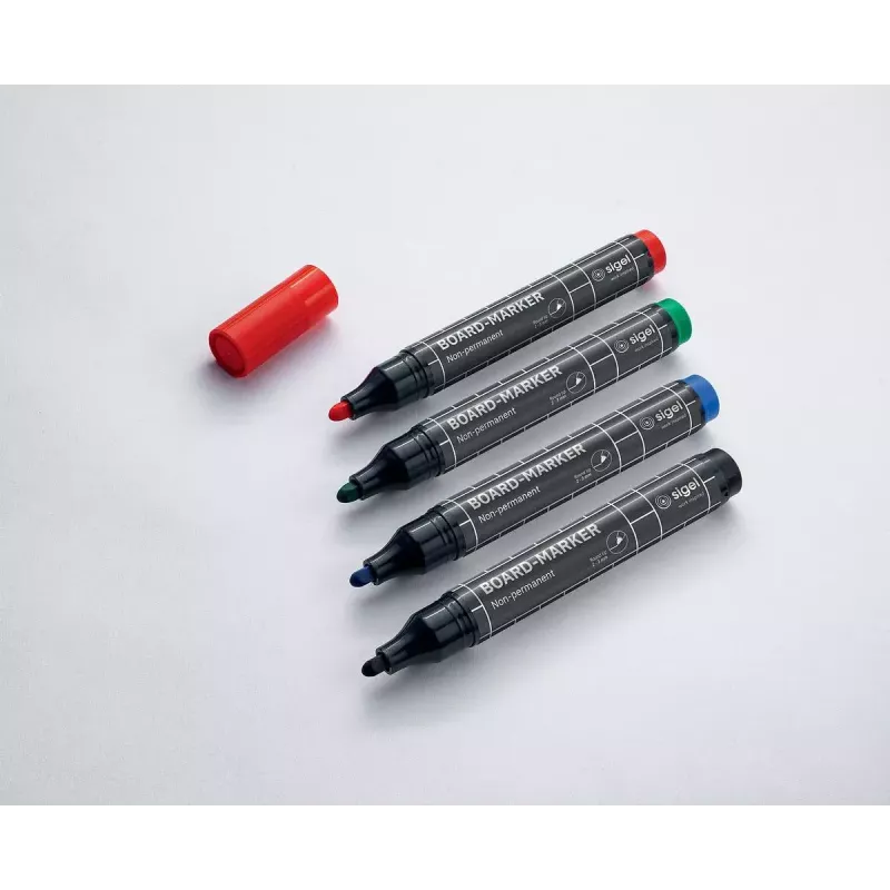 Marker Sigel BA010 4 tk Must Sinine Roheline Punane