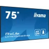 iiyama LH7575UHS-B1AG Signage Display digitaalne lameekraan 190,5 cm (75 tolli) LCD Wi-Fi 500 cd/m² 4K Ultra HD Must sisseehitatud protsessor Android 11 24/7