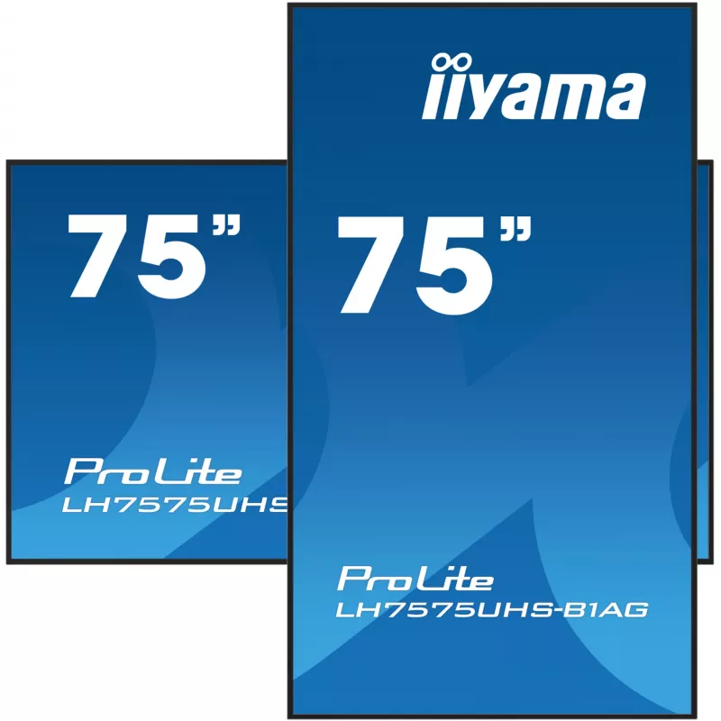iiyama LH7575UHS-B1AG Signage Display digitaalne lameekraan 190,5 cm (75 tolli) LCD Wi-Fi 500 cd/m² 4K Ultra HD Must sisseehitatud protsessor Android 11 24/7