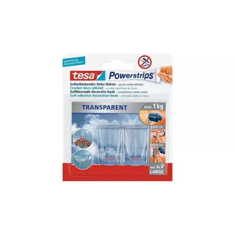 Universaalkonks Tesa Powerstrips Transparent DECO 58813-00000-00