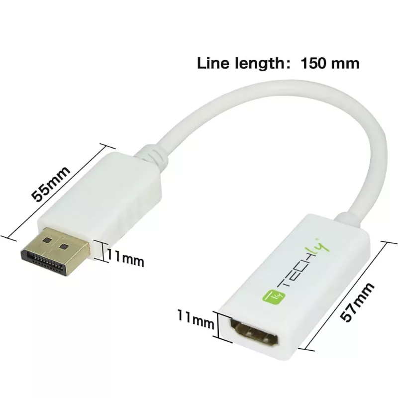 Techly DisplayPort 1.2 isane / HDMI emane adapter 15 cm valge IADAP DP-HDMIF2