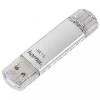 Hama C-Laeta USB-mälupulk 256 GB USB Type-A / USB USB-C 3.2 Gen 1 (3.1 Gen 1) Hõbedane