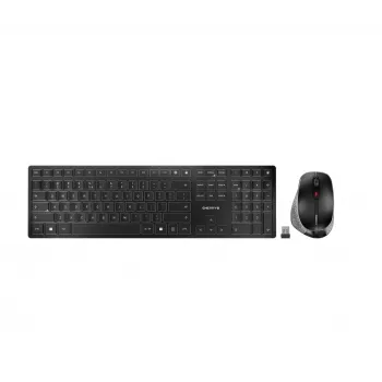 Juhtmevaba klaviatuur Cherry DW 9500 õhuke koos hiirega — RF + Bluetooth, QWERTZ paigutus, käärikujulised lülitid, 111 klahvi, must/hall