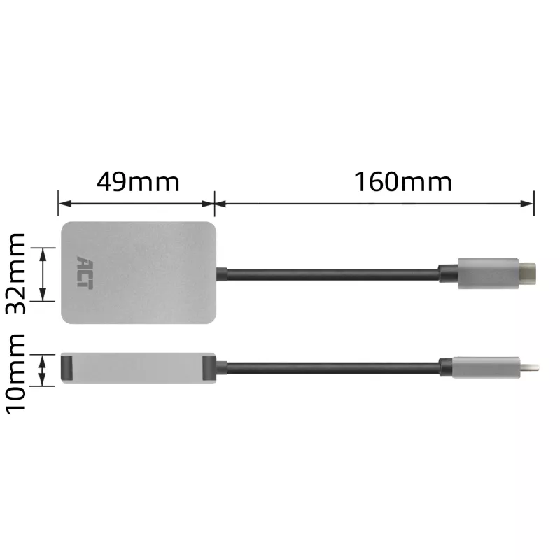 Kaardilugeja ACT AC7056 USB 3.2 Gen 1 USB-C hall MicroSD SD