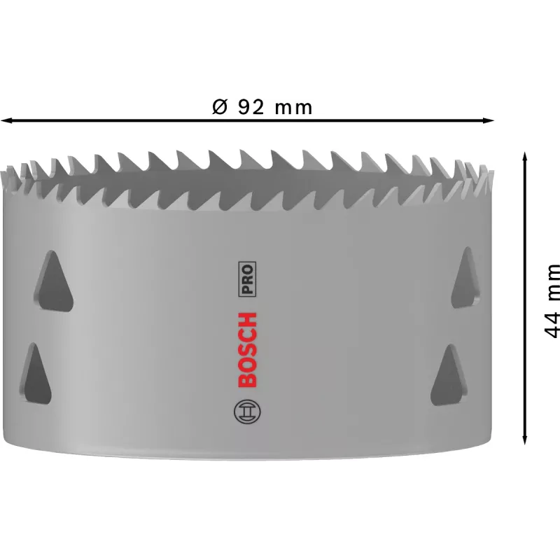 Hole Saw Bosch PRO Multi Material 44/92 mm — Ühes tükis, puurimiseks, kipsplaadi, metalli, plasti, pehme puidu jaoks