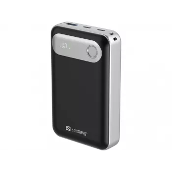 Sandberg Travel akupank 20000 PD35W, 20000 mAh, liitiumpolümeer (LiPo), 3,7 V, must, hõbedane