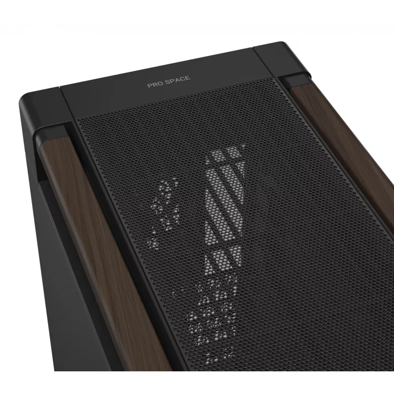 PC-korpus ASUS ProArt PA602 Wood Edition Midi Tower — must ja puit, toetab ATX/EATX, 2x200 mm ees, 1x140 mm taga