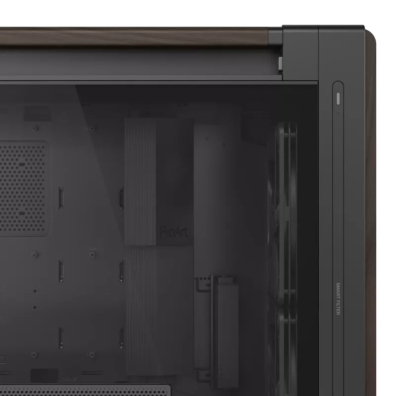 ASUS ProArt PA602 Wood Edition Modern Must - karastatud klaasiga paneel Midi Tower Must, Puit