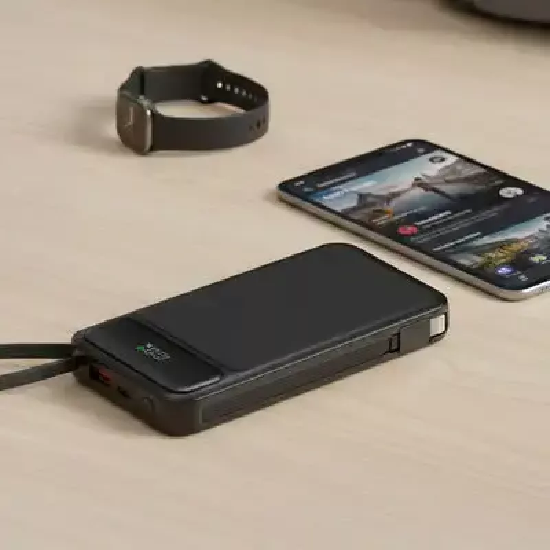 Akupank MediaRange MRMA753 10 000 mAh LiPo integreeritud kaablite, LC-ekraani, USB-C PD ja Quick Charge'iga, must