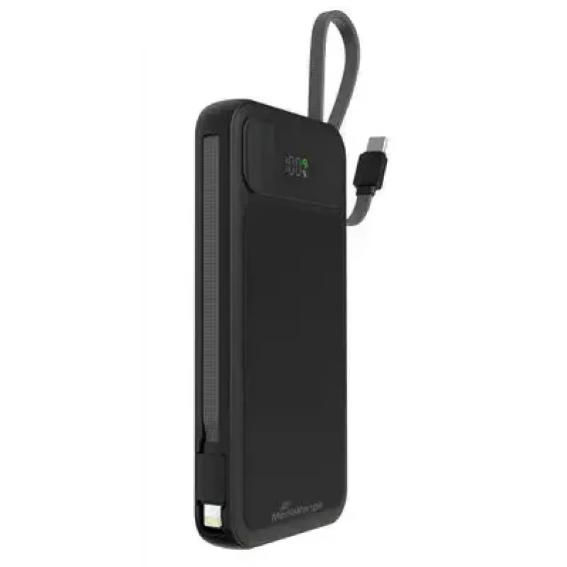 Akupank MediaRange MRMA753 10 000 mAh LiPo integreeritud kaablite, LC-ekraani, USB-C PD ja Quick Charge'iga, must