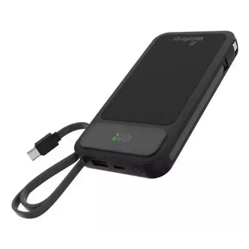 Akupank MediaRange MRMA753 10 000 mAh LiPo integreeritud kaablite, LC-ekraani, USB-C PD ja Quick Charge'iga, must