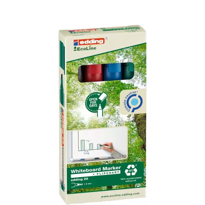 Marker Edding EcoLine 29 4 tk Tsisternibu Must Sinine Roheline Punane