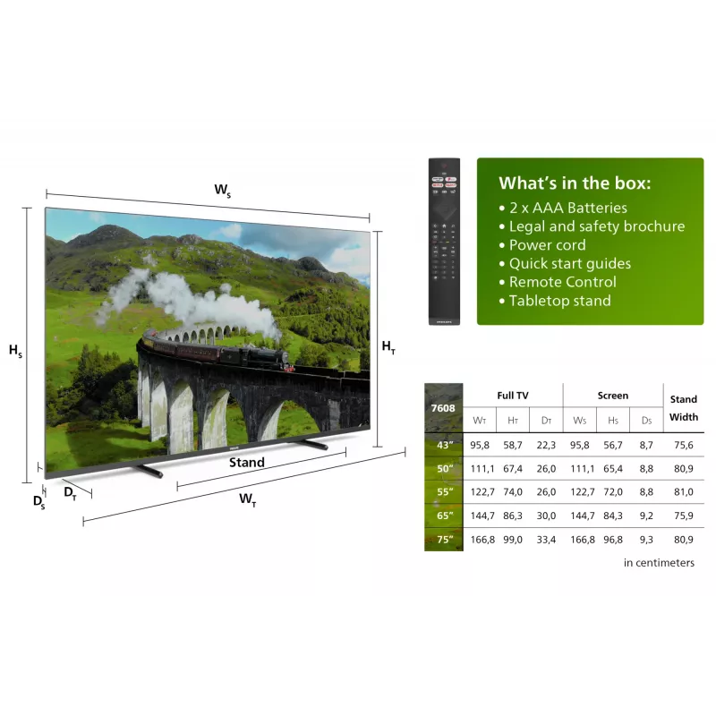 Philips 7600 seeria 75PUS7608/12 TV 190,5 cm (75 tolli) 4K Ultra HD nutiteler Wi-Fi Antratsiit, Hall