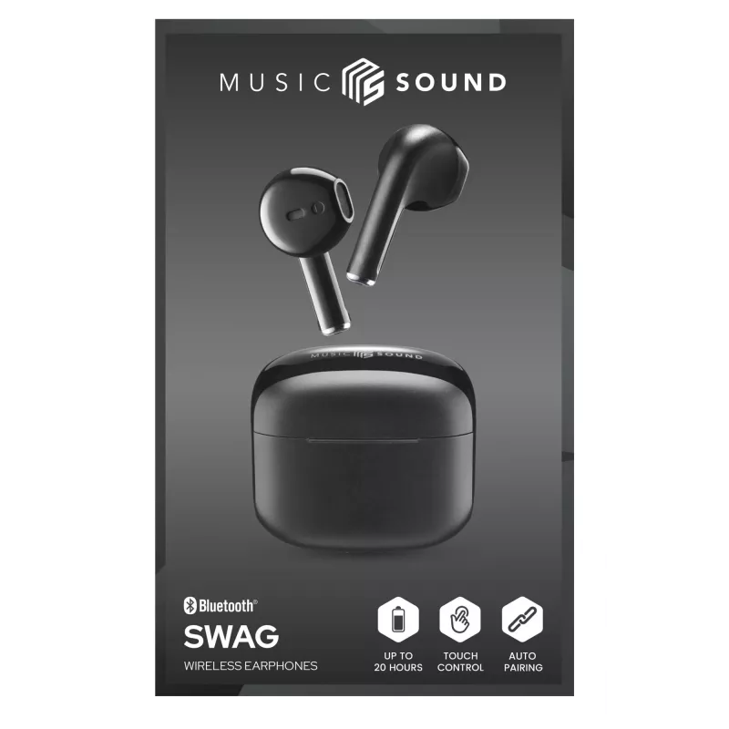 Music Sound Swag SWAG kapslikujulised Bluetooth-kõrvaklapid BTMSTWSSWAGK
