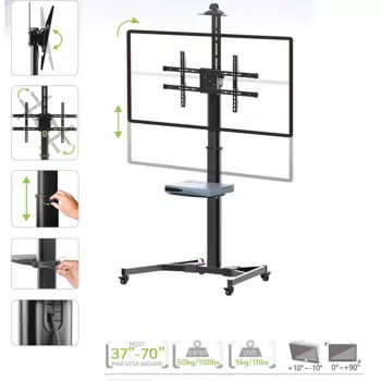 Techly ICA-TR46 multimeediakäru/statiiv Must Lameekraan