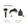 Käeshoitav vöötkoodiskanner Equip 1D Laser USB Juhtmega Must ABS