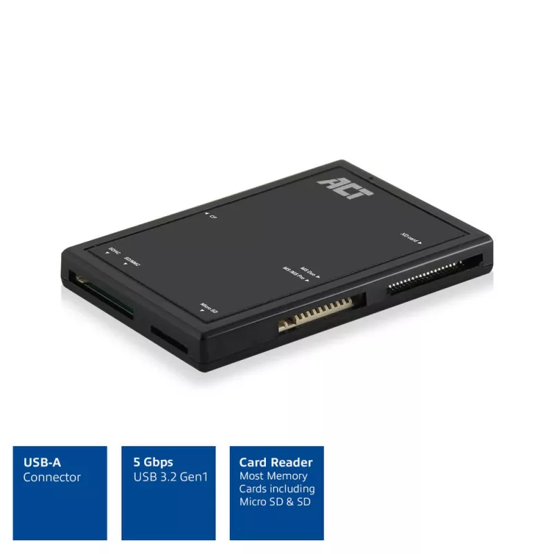 ACT USB 3.0 kaardilugeja AC6370 CF MMC MS Duo MicroSD SDHC Must
