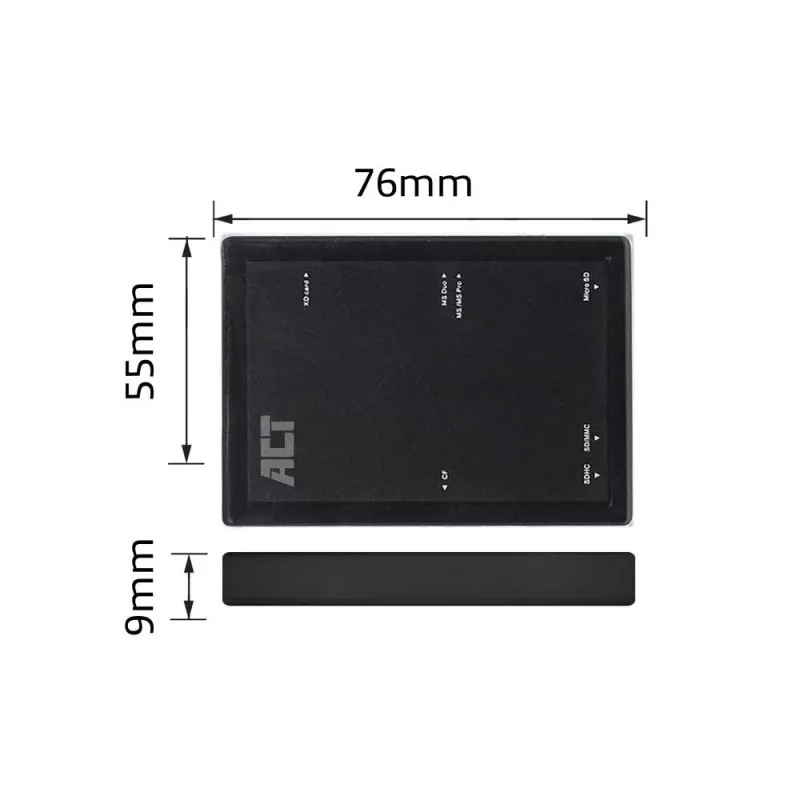ACT USB 3.0 kaardilugeja AC6370 CF MMC MS Duo MicroSD SDHC Must