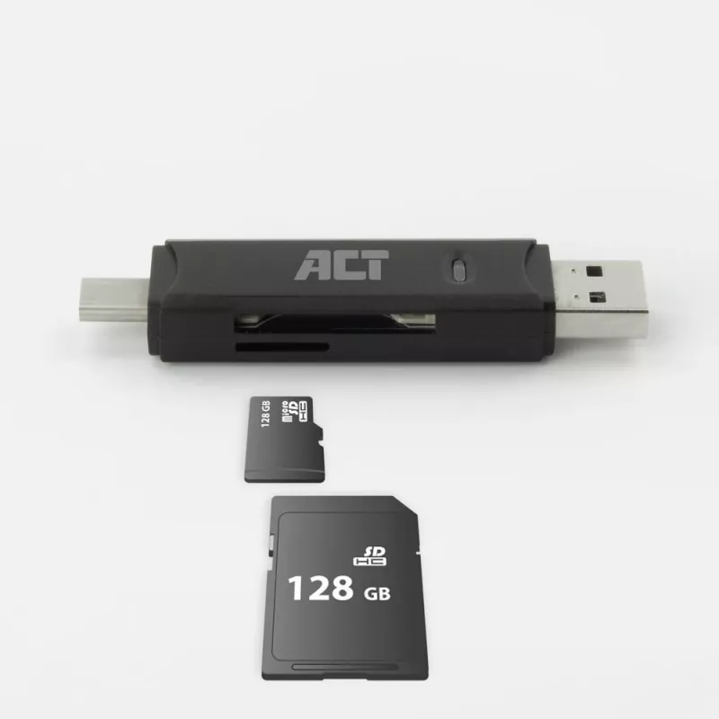 ACT USB-C/USB-A 3.0 kaardilugeja, must