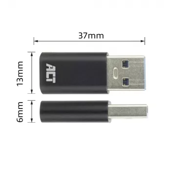 USB-A isane USB-C emasele adapter ACT AC7376 must