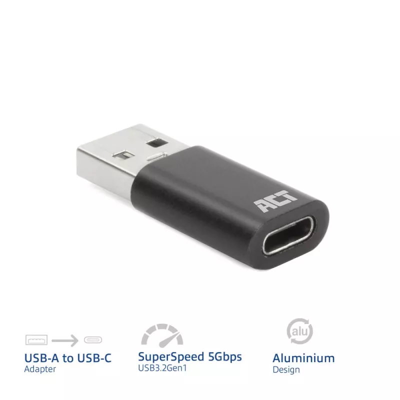 USB-A isane USB-C emasele adapter ACT AC7376 must