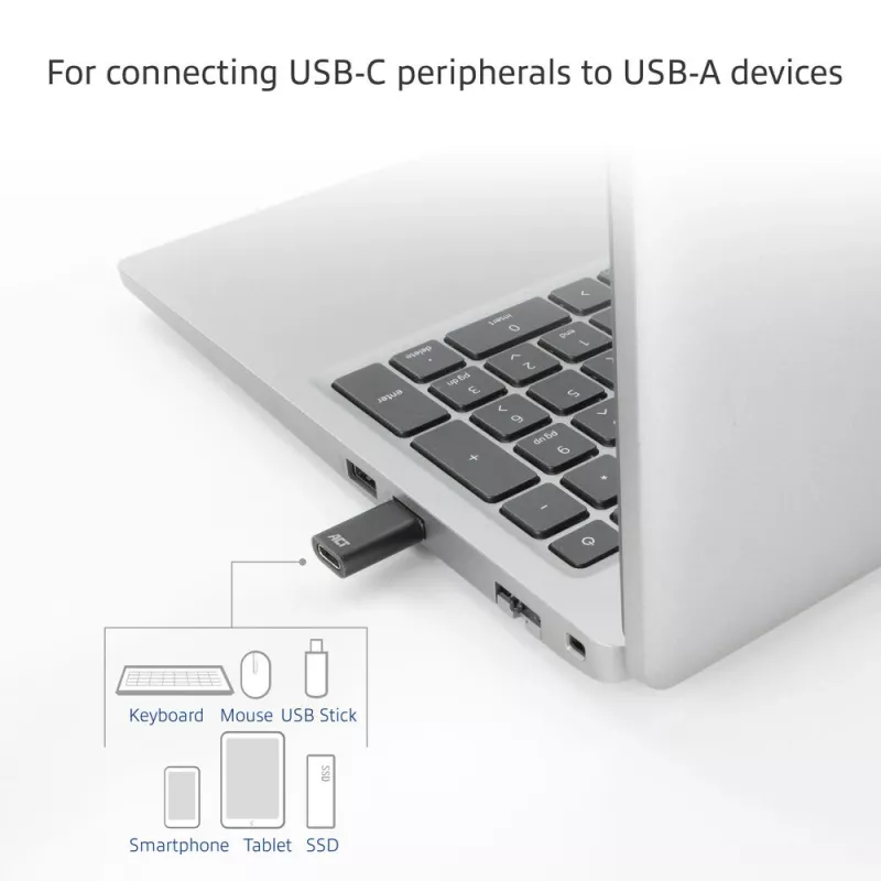 USB-A isane USB-C emasele adapter ACT AC7376 must