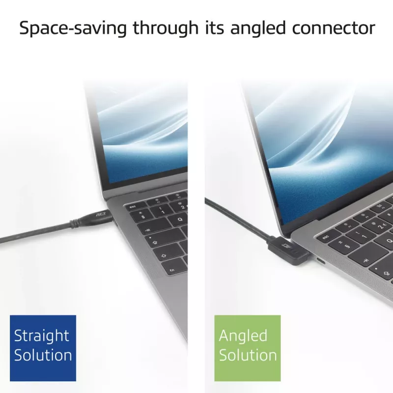 ACT USB 3.0 10Gbps 60W USB USB-C (sirge) USB USB-C (vasak/parem nurga all) kaabel, 3 meetrit