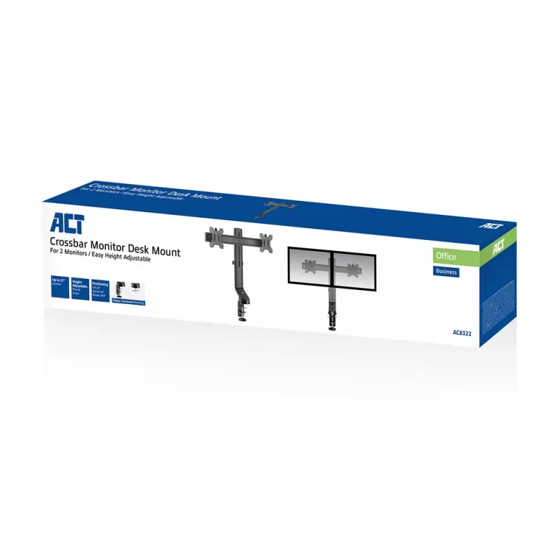 ACT Dual monitor arm office quick height adjustment Clamp/Bolt-through 14 kg
